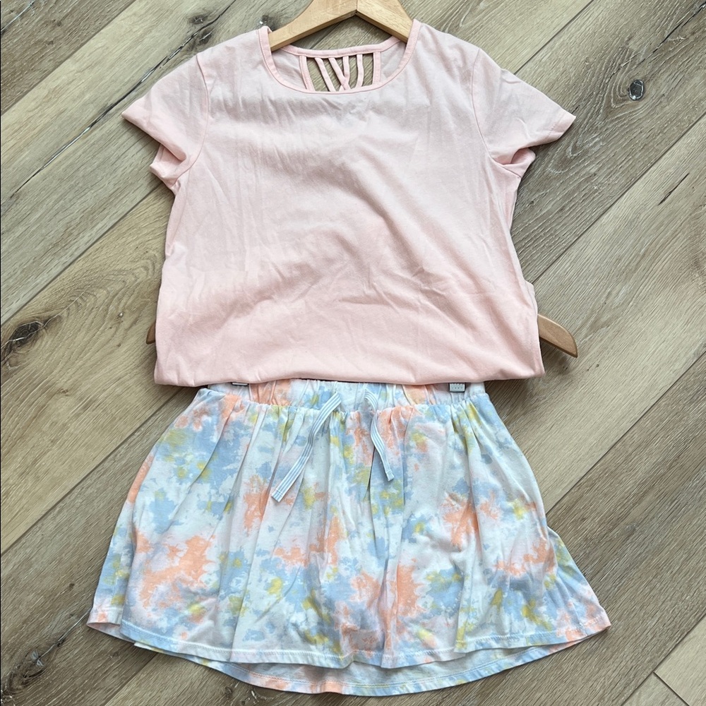 Old Navy Pink Top and Cat&Jack Tie-Dye Skirt Set